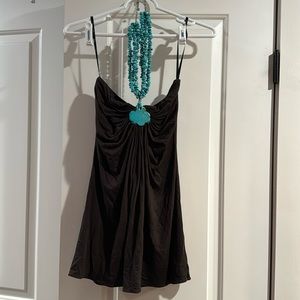 Brown and turquoise Sky top